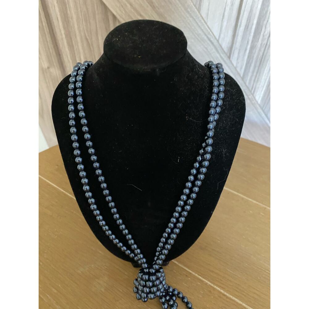 NWOT Charter club, navy faux pearl beaded necklace - Picture 3 of 5